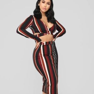 Fashion Nova Striped Skirt Set